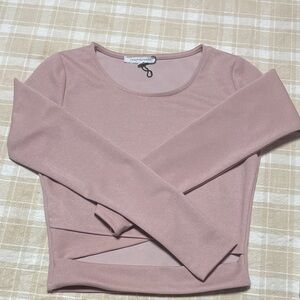 Elegant Blush Long Sleeve Crop Top